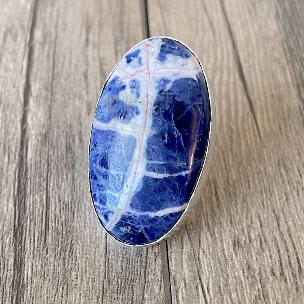 Massive Sodalite Gemstone Ring